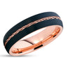 Rose Gold Tungsten Ring - Braid Ring - Black Tungsten - Rose Gold Band - Black Ring