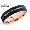 Rose Gold Tungsten Ring - Braid Ring - Black Tungsten - Rose Gold Band - Black Ring