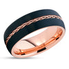 Rose Gold Tungsten Ring - Rose Gold Wedding Band - Braid Ring - Black Tungsten Ring