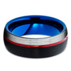 Blue Tungsten Wedding Band - Red Wedding Band - Black Tungsten - Brush - Clean Casting Jewelry