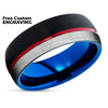 Blue Tungsten Ring - Black Wedding Ring - Red Tungsten Ring - Engagement Ring - Ring