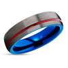 Gunmetal Wedding Ring - Red Wedding Ring - Blue Tungsten Ring - Anniversary Ring