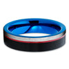 Red Tungsten Ring - Black Wedding Band - Tungsten Wedding Band - Blue - Clean Casting Jewelry
