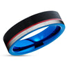 Blue Tungsten Wedding Ring - Red Wedding Band - Black Tungsten Ring - Wedding Ring