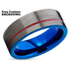 Gunmetal Tungsten Wedding Ring - Blue Tungsten Wedding Ring - Red Tungsten Ring