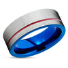 Tungsten Wedding Ring - Red Wedding Ring - Blue Tungsten Ring - Engagement Ring