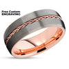 Rose Gold Tungsten Wedding Band - Braid Ring - Gunmetal Gray - Tungsten Wedding Ring