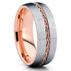 Rose Gold Tungsten Wedding Band - Braid Ring - Rose Gold Tungsten Ring - Clean Casting Jewelry