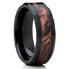8mm - Black Ceramic Ring - Camo Ring - Ceramic Wedding Band - Men's Ring - Clean Casting Jewelry