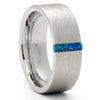 Opal Wedding Ring - Blue Opal Ring - Tungsten Wedding Band - Tungsten Wedding Ring