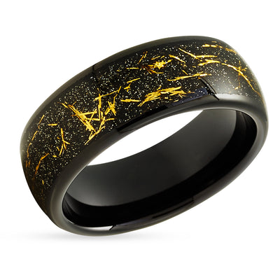 Meteorite Wedding Ring - Black Wedding Ring - Tungsten Wedding Ring - Meteorite  Ring