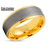 Yellow Gold Wedding Band - Tungsten Carbide Wedding Ring - Yellow Gold Wedding Ring - Band