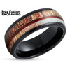 Black Wedding Ring - Deer Antler Wedding Ring - Tungsten Ring - Black Wedding Band