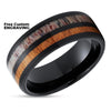 Deer Antler Wedding Band - Black Tungsten Ring - Cherry Wood Ring - 8mm