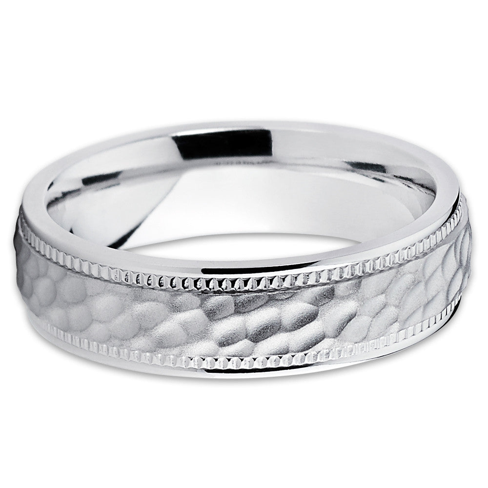 Titanium Wedding Band - White Titanium Ring - Hammered Titanium Ring - Clean Casting Jewelry