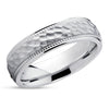 Titanium Wedding Band - White Titanium Ring - Hammered Titanium Ring