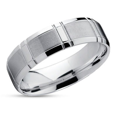 Titanium Wedding Band - Silver Titanium Ring - Tungsten Wedding Ring