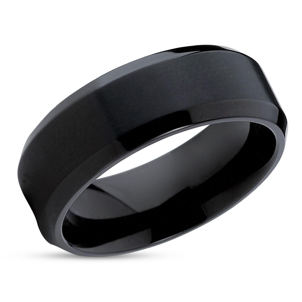 Black Titanium Ring - Titanium Wedding Band - Matte Ring - Black Wedding Ring - Black Titanium