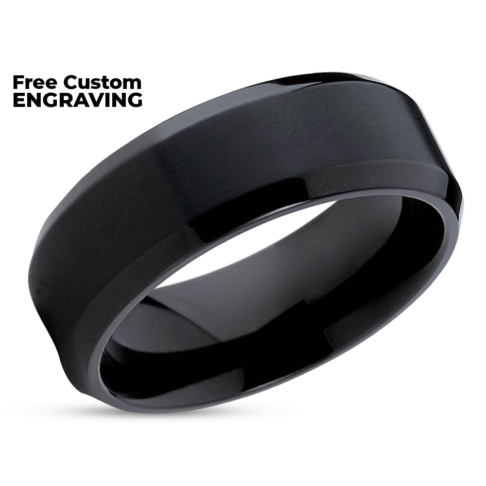 Black Titanium Ring Titanium Wedding Band Matte Ring Black Wedding Ring Black Titanium