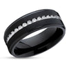Black Wedding Band - Titanium Wedding Ring - CZ - Men's Wedding Ring - Black Ring