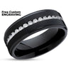 Black Wedding Band - Titanium Wedding Ring - CZ - Men's Wedding Ring - Black Ring