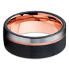 Rose Gold Tungsten Ring - Tungsten Wedding Band - Black Tungsten - Clean Casting Jewelry