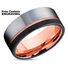 Rose Gold Tungsten Wedding Ring - Black Wedding Ring - Rose Gold Ring - Tungsten Wedding Ring