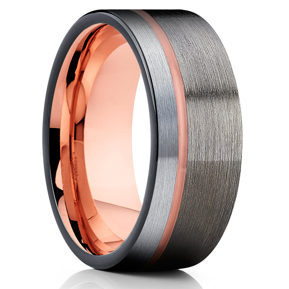 Gunmetal Tungsten Ring - Rose Gold Tungsten - Black Tungsten - Band - Clean Casting Jewelry