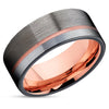 Gunmetal Wedding Ring - Rose Gold Tungsten Ring - Rose Gold Wedding Ring - Gunmetal