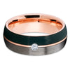 Rose Gold Tungsten Ring - White Diamond Ring - Gunmetal Ring - Tungsten Ring - Clean Casting Jewelry
