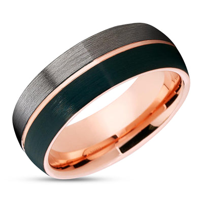 Rose Gold Wedding Ring - Gunmetal Wedding Ring - Black Wedding Ring - Rose Gold
