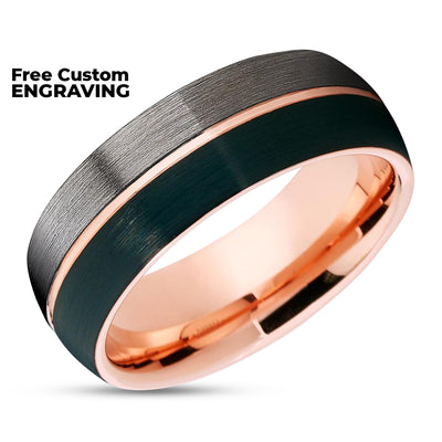 Rose Gold Wedding Ring - Gunmetal Wedding Ring - Black Wedding Ring - Rose Gold