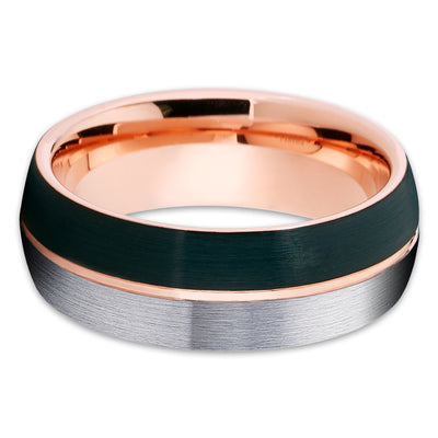 Gray Tungsten Wedding Band - Black Tungsten - Rose Gold Tungsten Ring - Clean Casting Jewelry