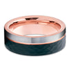 Gray Tungsten Ring - Rose Gold - Black Tungsten Ring - Hammered - Clean Casting Jewelry