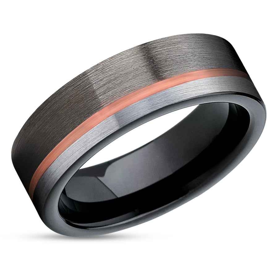 Gunmetal Wedding Ring - Rose Gold Wedding Ring - Black Wedding Ring - Rose Gold