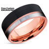 Rose Gold Wedding Ring - Black Wedding Ring - Tungsten Wedding Band - 18k Rose Gold