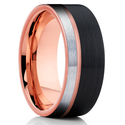 Black Tungsten Wedding Ring - Rose Gold Tungsten - Gray Tungsten - Clean Casting Jewelry