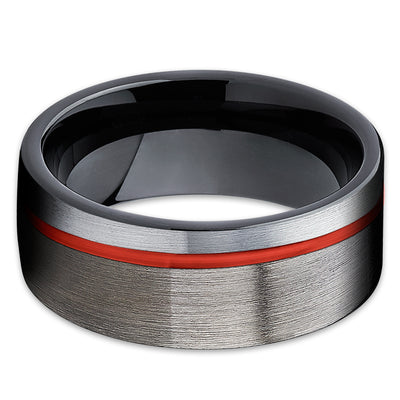 Red Tungsten Wedding Band - Red Tungsten Ring - Gunmetal Ring - Clean Casting Jewelry