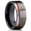 Red Tungsten Wedding Band - Red Tungsten Ring - Gunmetal Ring - Clean Casting Jewelry