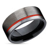 Gunmetal Wedding Ring - Red Tungsten Ring - Black Wedding Ring - Red Tungsten Band