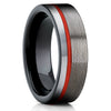 Red Tungsten Ring - Gunmetal Tungsten - Black Tungsten Ring - 6mm - Clean Casting Jewelry