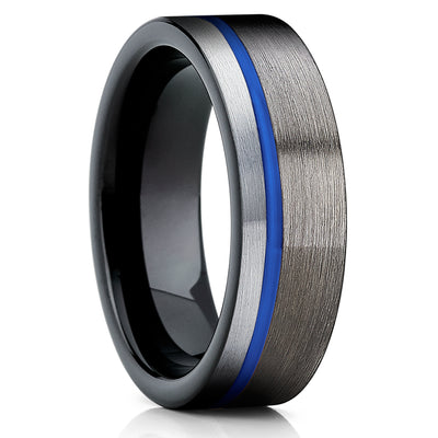 Gunmetal Tungsten Ring - Blue Tungsten Ring - Black Tungsten - 6mm - Clean Casting Jewelry