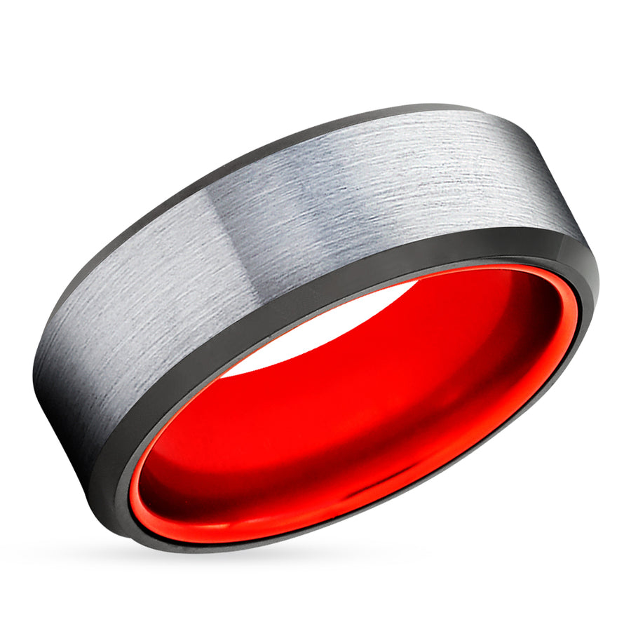 Red Wedding Ring - Red Tungsten Ring - Tungsten Wedding Ring - 8mm Wedding Ring