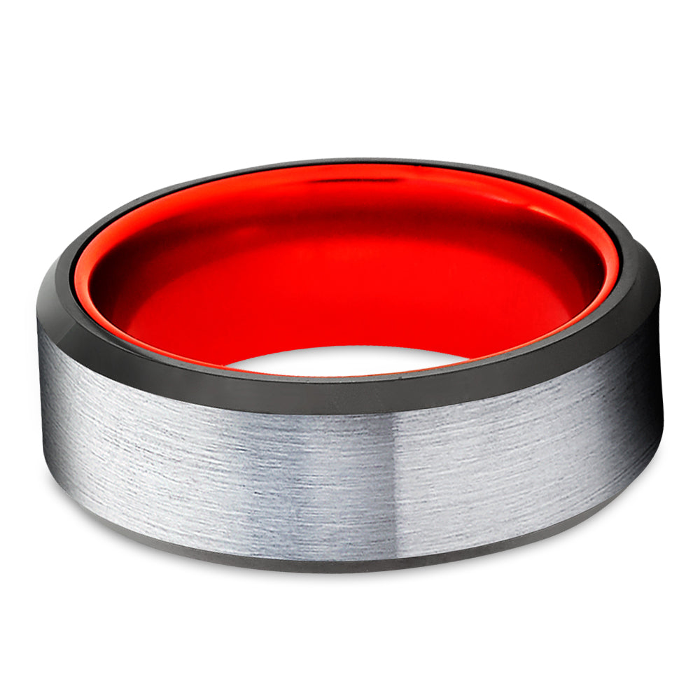 Red Wedding Ring - Red Tungsten Ring - Tungsten Wedding Ring - 8mm Wedding Ring