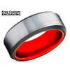 Red Wedding Ring - Red Tungsten Ring - Tungsten Wedding Ring - 8mm Wedding Ring