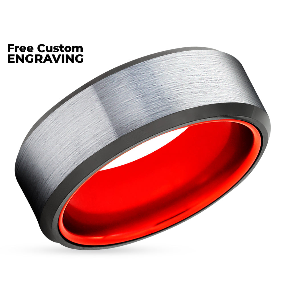 Red Wedding Ring - Red Tungsten Ring - Tungsten Wedding Ring - 8mm Wedding Ring