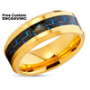 Tungsten Wedding Ring - Yellow Gold Wedding Ring - Carbon Fiber Ring - Wedding Band