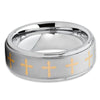 Tungsten Wedding Band - Cross Ring - Tungsten Wedding Ring - Silver Tungsten - Clean Casting Jewelry