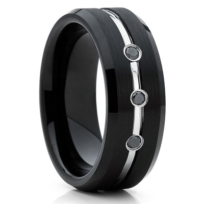 Black Wedding Band - Men's Wedding Band - Black Diamond - Tungsten Ring - Clean Casting Jewelry