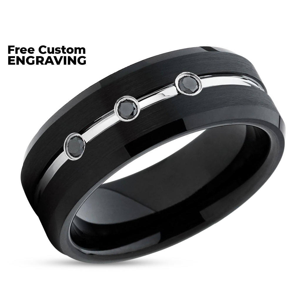 Black Diamond Wedding Ring - Black Wedding Ring - Tungsten Wedding Ring - Black Ring